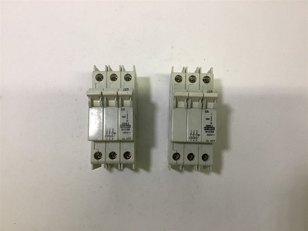 HY-Mag 5 Amp 3 Pole Circuit Breaker 480 Vac Lot of 2