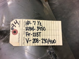 Baldor M3709T 7 1/2 HP AC Motor 208-230/460 Volts 3450 Rpm 2P 213T Frame