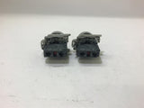 Red Flush pushbutton Lot of 2 w/ ZBE-102 Contact Blocks
