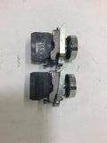 Red Flush pushbutton Lot of 2 w/ ZBE-102 Contact Blocks