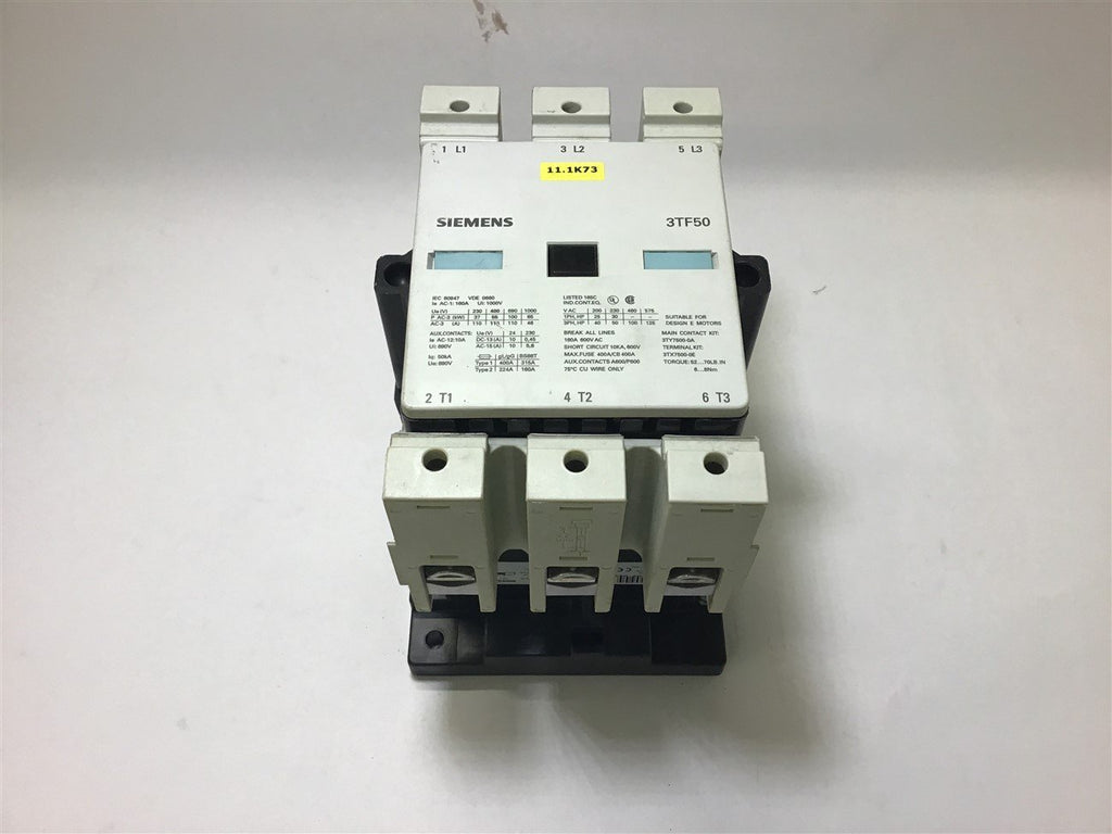 Siemens 3TF50 Contactor 460 Volts @ 100 HP 230 Volt Coil