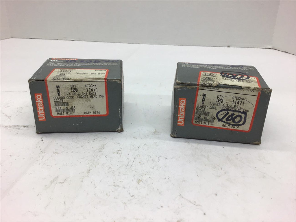 Unbrako 11471 1/4-28 x 3/4 Socket head Cap Screw Lot of 2