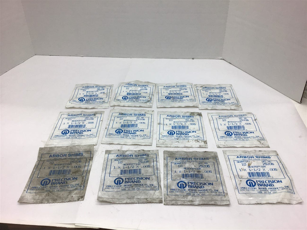 Precision Brand Arbor Shims 1 x 1-1/2 x .005 Lot of 12