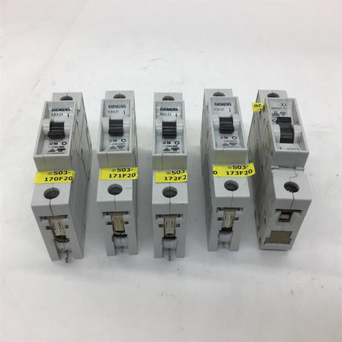 Siemens 5SX21 C10 Circuit Breaker Lot of 5