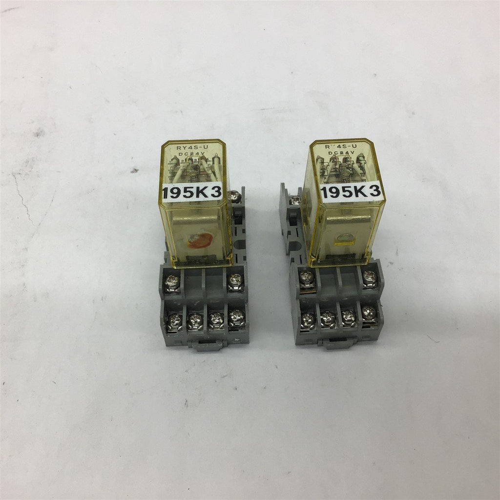 Idec RY4S-U DC 24V Relay With Base Lot of 2