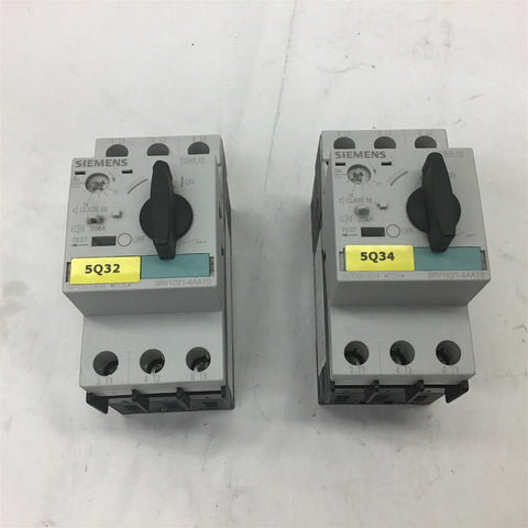 Siemen 3RV1021-4AA10 Sirius Circuit Breaker 16A Class 10 Lot of 2
