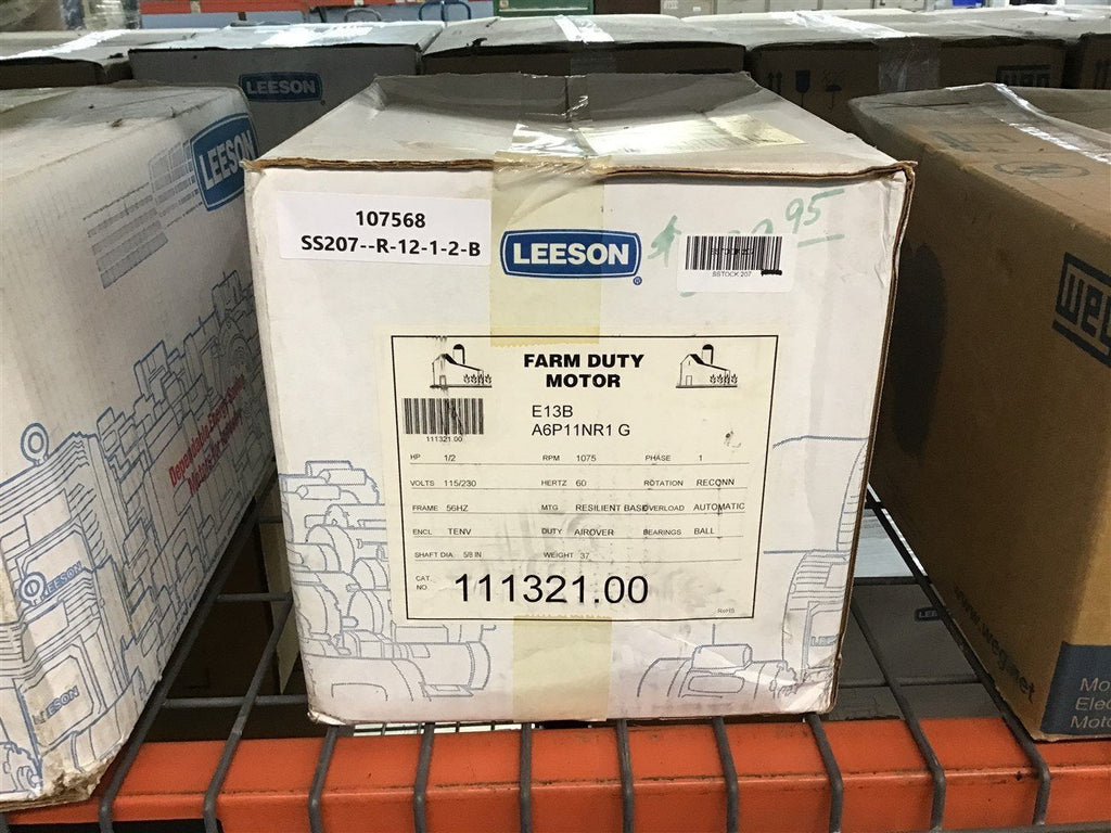 Leeson 111321.00 Farm Duty Motor 1/2 HP 115/230 Volts 56HZ Fr 1075 RPM