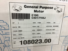 Leeson 108023.00 1 HP DC Motor 180 volts 1750 Rpm 56C Fr TEFC
