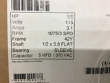 Century 9715 1/6 HP AC Motor 115 V Single Phase 1075/3SPD 42Y Frame