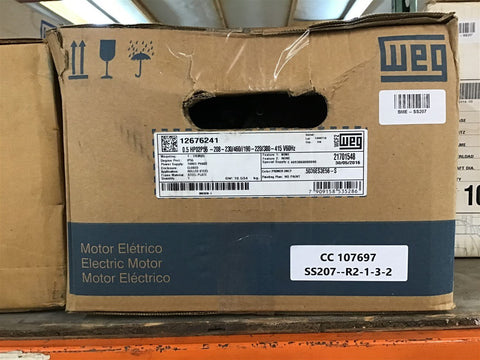 Weg .5036ES3E56-S 1/2 Hp AC Motor 208-230/460 V 3 Phase 2P 3600 Rpm 56 Frame