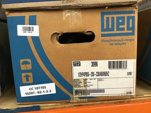 Weg .5018ES3EB56 1/2 HP AC Motor 208-230/460 V 3 Phase 4P 1800 Rpm 56 Frmae