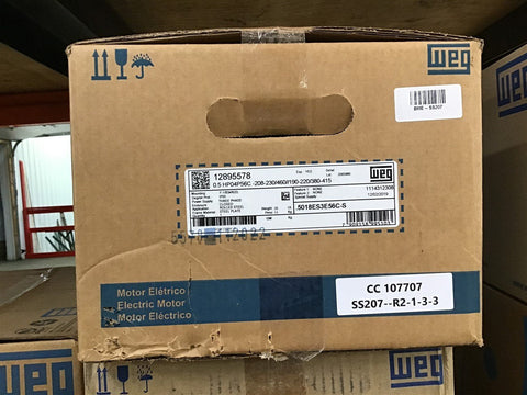 Weg .5018ES3E56C-S 1/2 HP AC Motor 208-230/460 V 3 Phase 4P 1800 Rpm 56C Frame