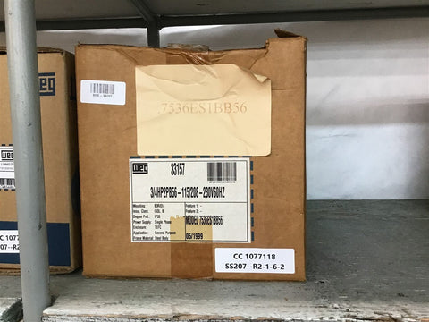 Weg 7536ES1BB56 3/4 HP AC Motor 115/208-230 V Single Phase 2P 3600 Rpm 56 Fr