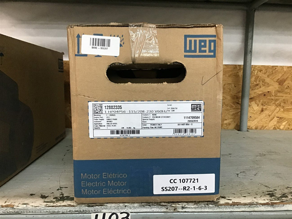 Weg 00118OT1B56-S 1 HP AC Motor 115/208-230 V Single Phase 4P 1800 Rpm 56 Frame