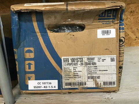 Weg 00158ES1E145T 1 1/2 HP AC Motor 208-230/460 V 1 Phase 4P 1800 Rpm 143/5T Fr