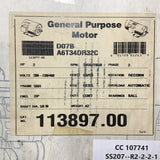 Leeson 113897.00 2 HP AC Motor 208-230/460 Volts 3 Phase 3450 Rpm 4P 56H Frame