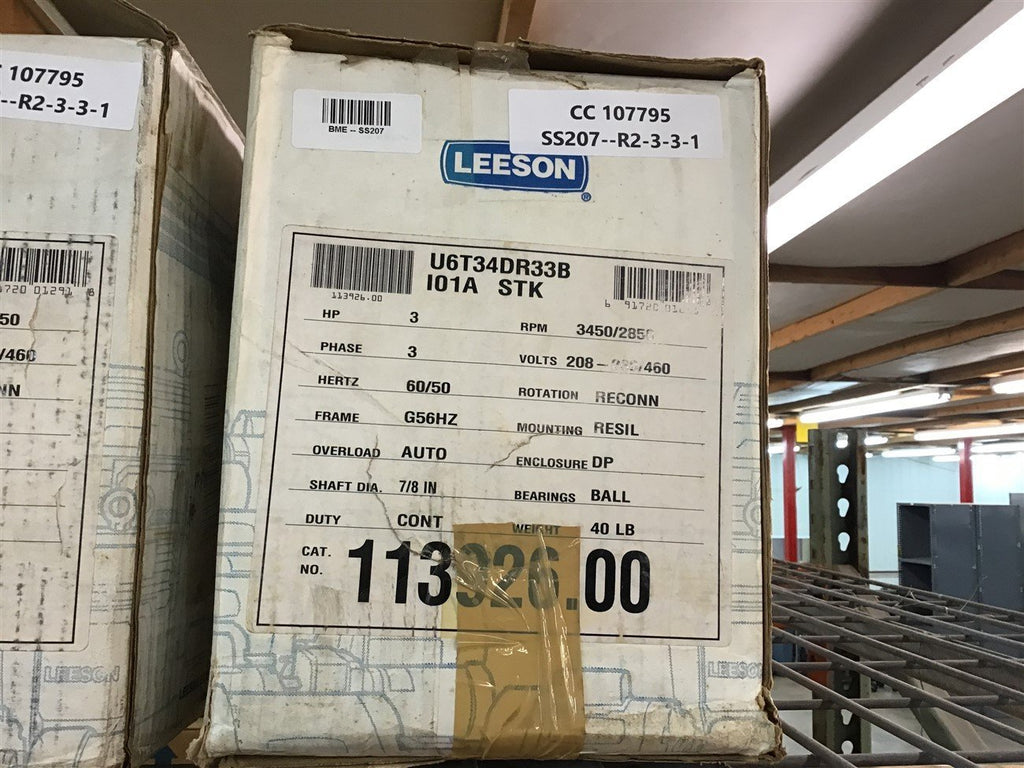 Leeson 113926.00 3 HP AC Motor 208-230/460 V 3 Phase 3450 Rpm 2P 56HZ Frame