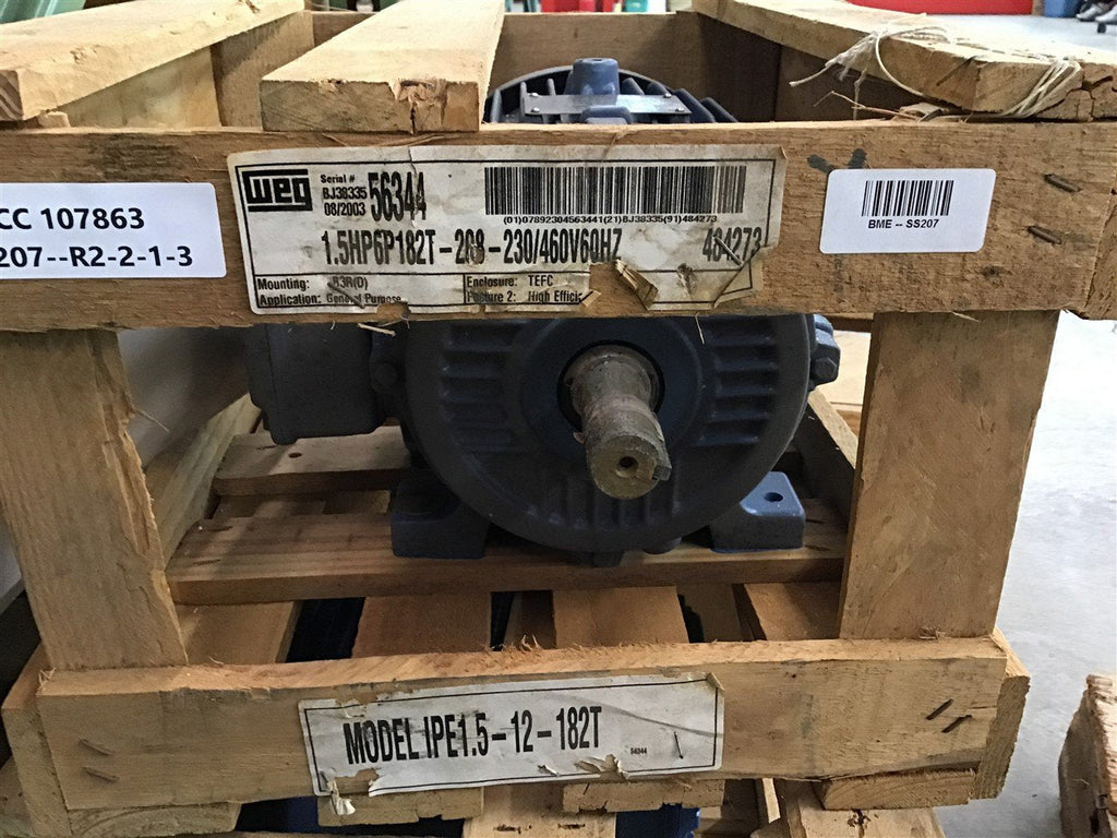 Weg IPE1.5-12-182T 1.5 HP AC Motor 208-230/460 Volt 1200 Rpm 6P 182T Frame