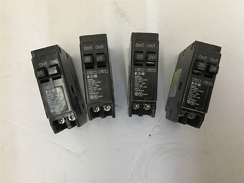 Eaton BR2020 2 Pole 20 Amp Circuit Breaker Lot of 4