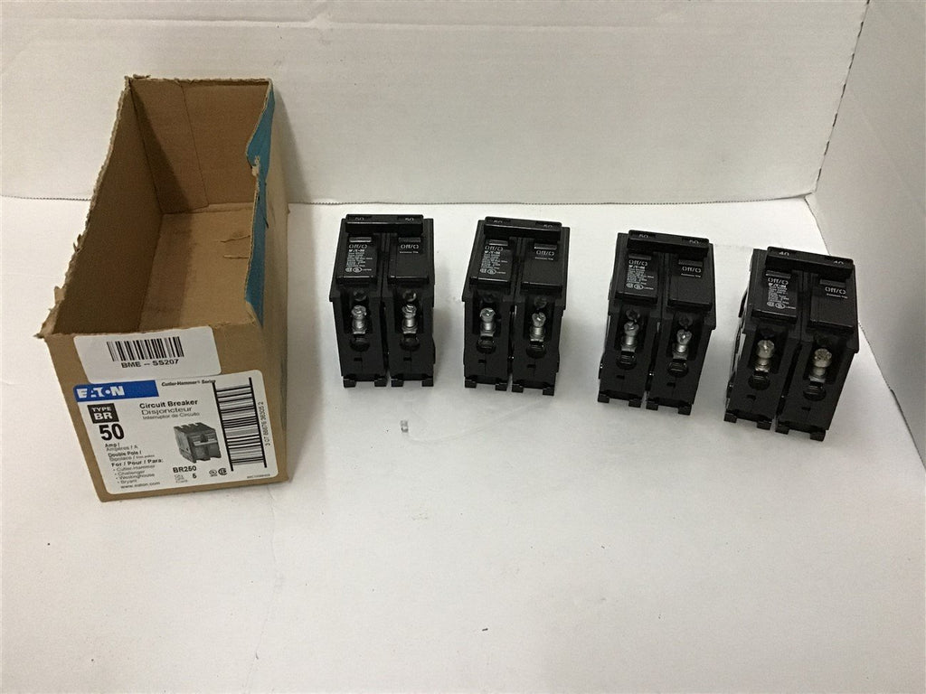 Eaton BR250 2 Pole 50 Amp Circuit Breaker Lot of 4