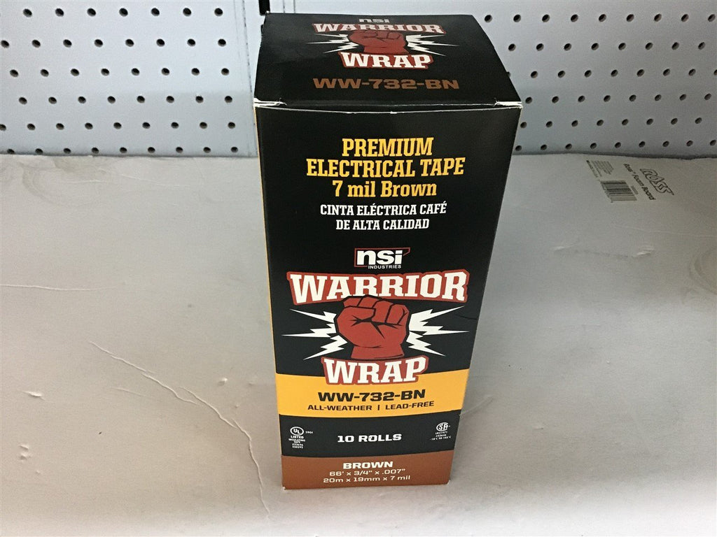 Warrior Wrap WW-732-BN Premium Electrical Tape 7 Mil Brown Box of 10