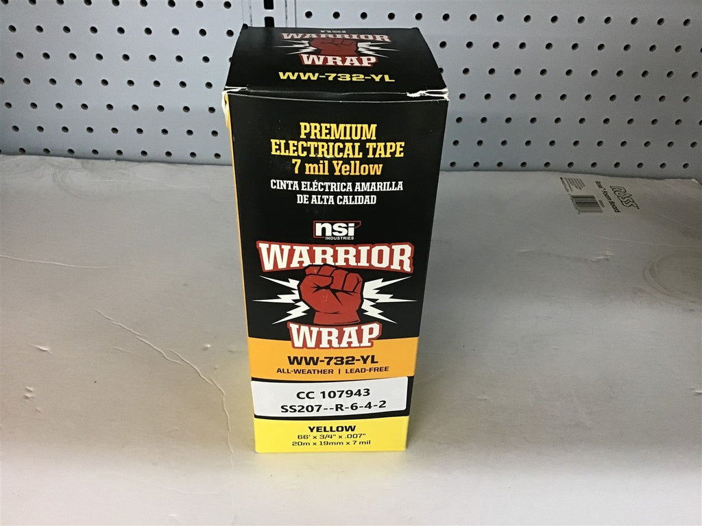 Warrior Wrap WW-732-YL Premium Electrical Tape 7 Mil Yellow Box of 9