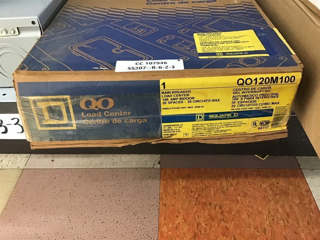 Square D QO120M100 Load Center Main Breaker 100 amp Indoor 20 Spaces