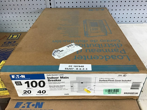 Eaton BR2040B100 Indoor Main Breaker 20 Spaces 100 Amps