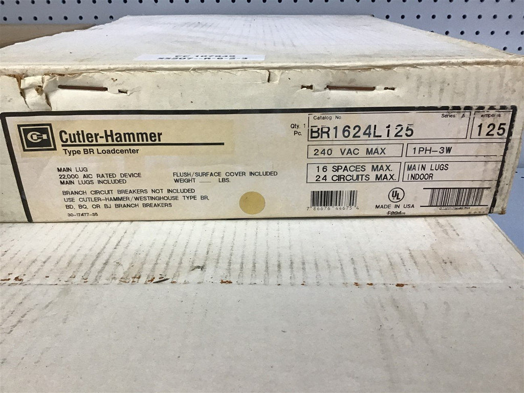 Cutler-Hammer BR1624L125 Indoor Load Center 240 Vac 16 Spaces Single Phase