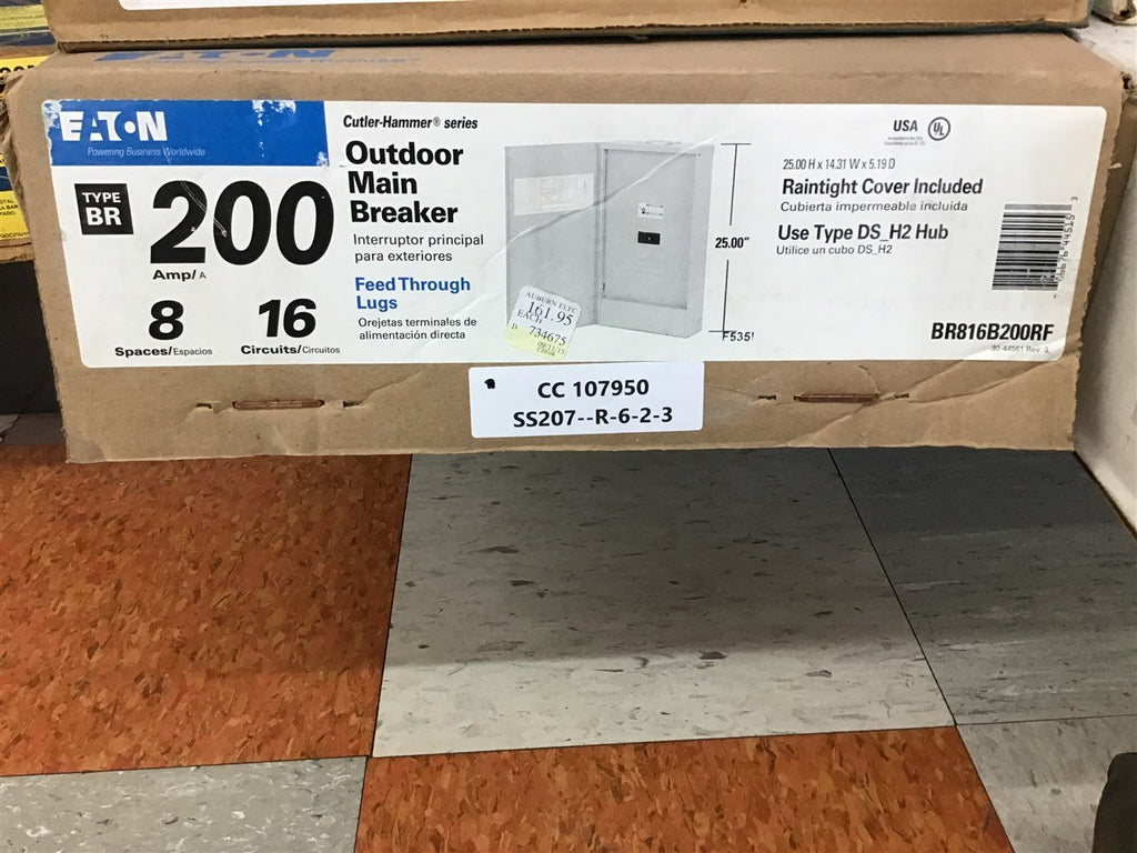Eaton BR816B200RF 200 Amp Outdoor Main Breaker 8 spaces