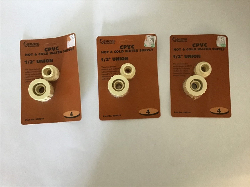 Genova 530211 CPVC 1/2" Union LOT OF 3
