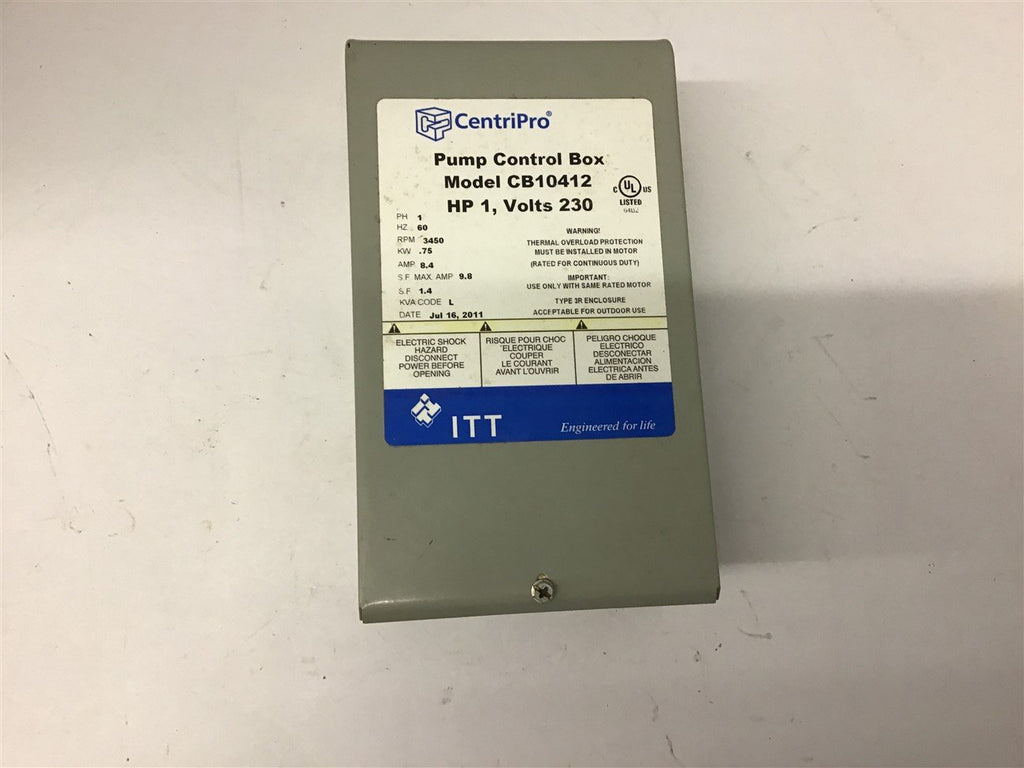 CentriPro CB10412 1 HP ITT Pump Control Box 230 volts 3450 Rpm
