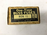 Buss Fuses NON 15 One-Time 250 Volts 15 Amp Lot of 3 boxes