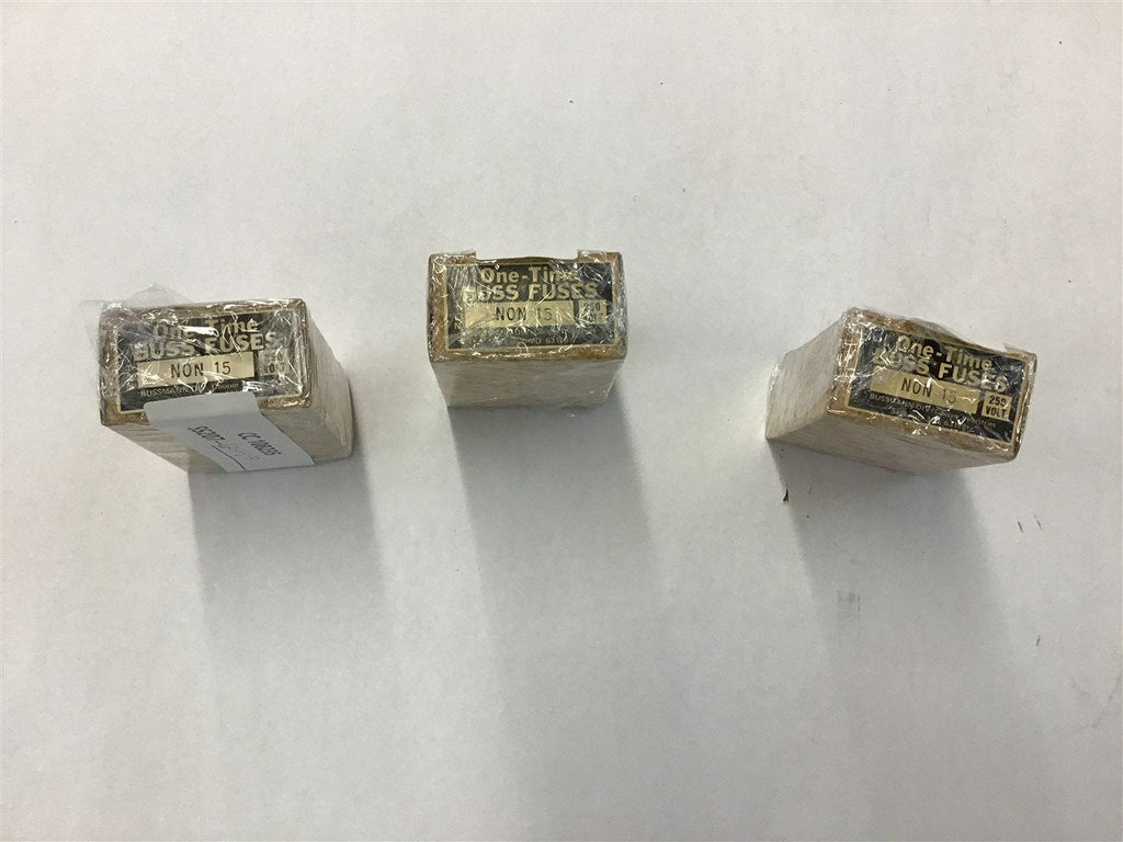Buss Fuses NON 15 One-Time 250 Volts 15 Amp Lot of 3 boxes
