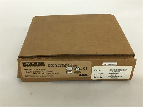 Baldor BC142 DC Motor Speed Control 1 1/2 HP 8 Amps 208/230 Vac