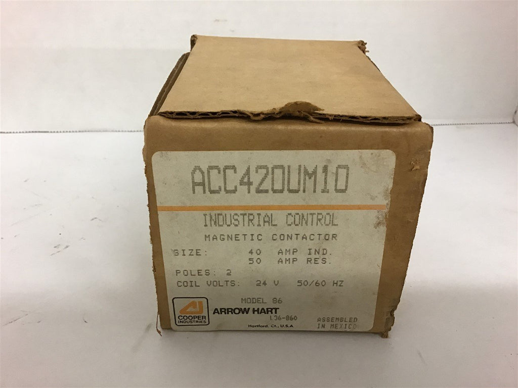Arrow Hart ACC420UM10 magnetic Contactor 40 Amp 24 Volt Coil