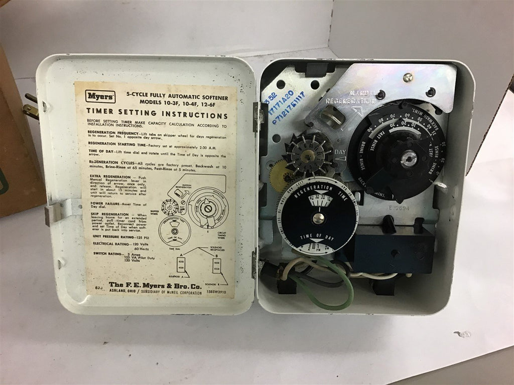 Myers Timer 5-Cycle Fully Automatic Softener 10-3F 10-4F 12-6F