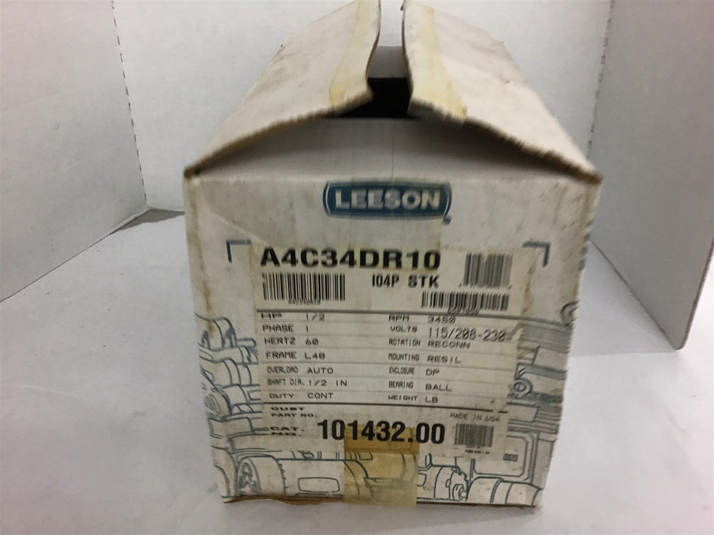 Leeson 101432.00 1/2 HP AC Motor 115/208-230 Volts 3600 Rpm 2P Single Phase