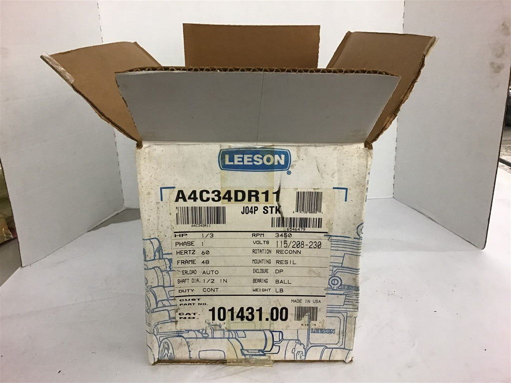 Leeson 101431.00 1/3 HP AC Motor 115/208-230 Volts 3450 Rpm 48 Frame
