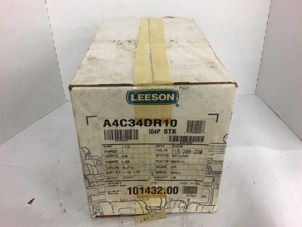 Leeson 101432.00 1/2 HP AC Motor 115/208-230 volts 3450 Rpm 48 Frame