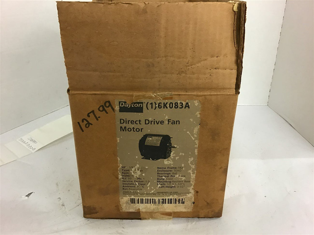 Dayton 6K083A 1/3 Hp AC Motor 115 Volts 1725 Rpm 56Z Frame Single Phase