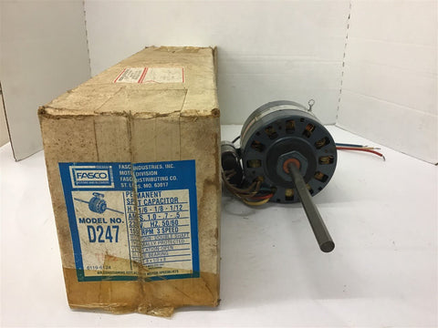 Fasco D247 1/6-1/8-1/12 HP AC Motor 230 volts 1550 Rpm 3 Speed
