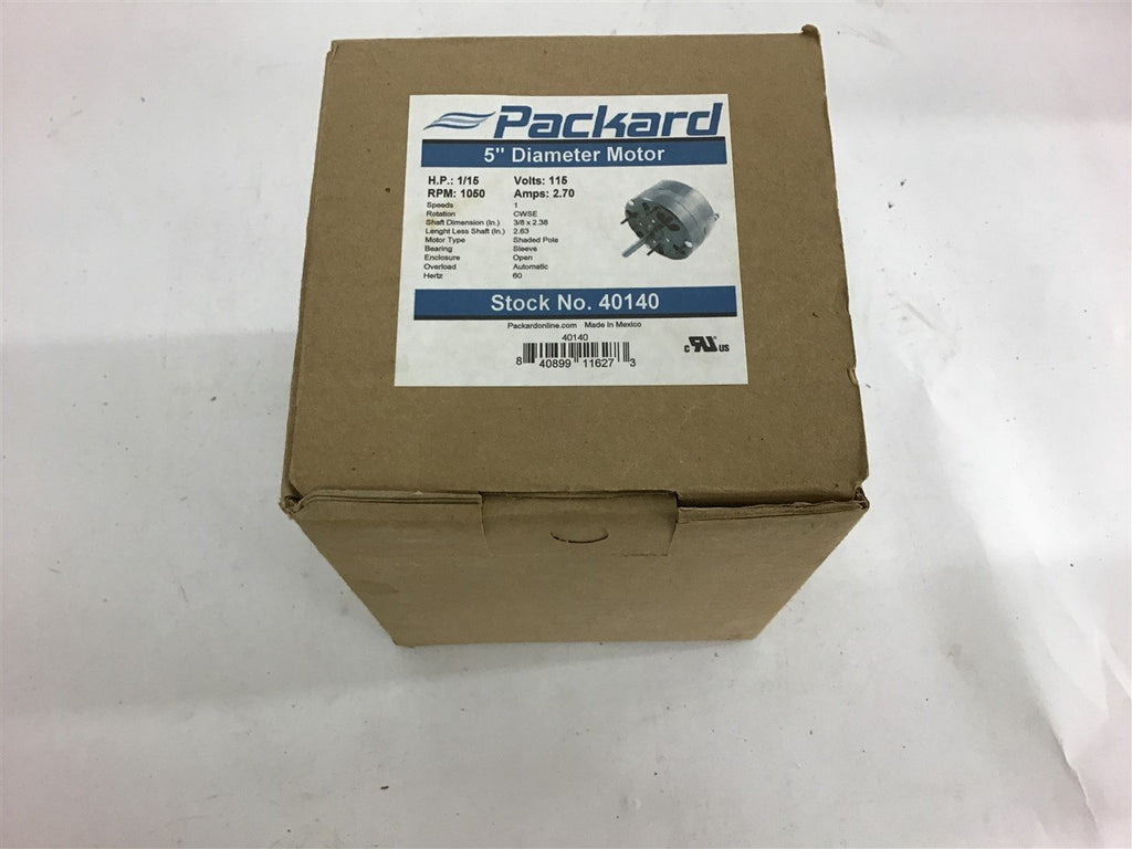Packard 40140 1/15 HP 5" Diameter Shaded Pole Motor 115 V 1050 Rpm 2.70 Amps