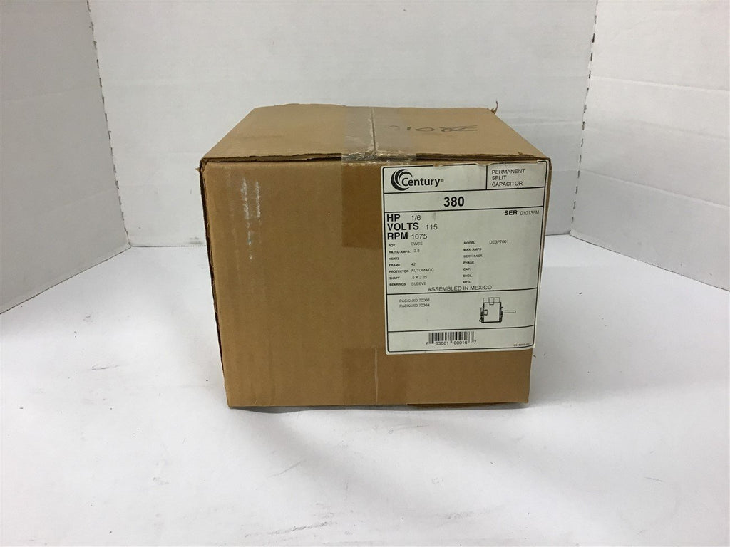 Century 380 1/96 Hp Split capacitor Motor 115 Volts 1075 Rpm 42 Frame