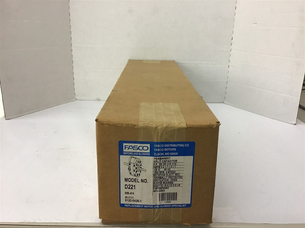 Fasco D221 1/6-1/8-1/10-1/12 HP Blower Motor 1550 Rpm 4 Speed 120 Volts