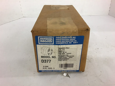 Fasco D377 1/12 HP Shaded Pole motor 115 Volts 1500 Rpm 1 Spd