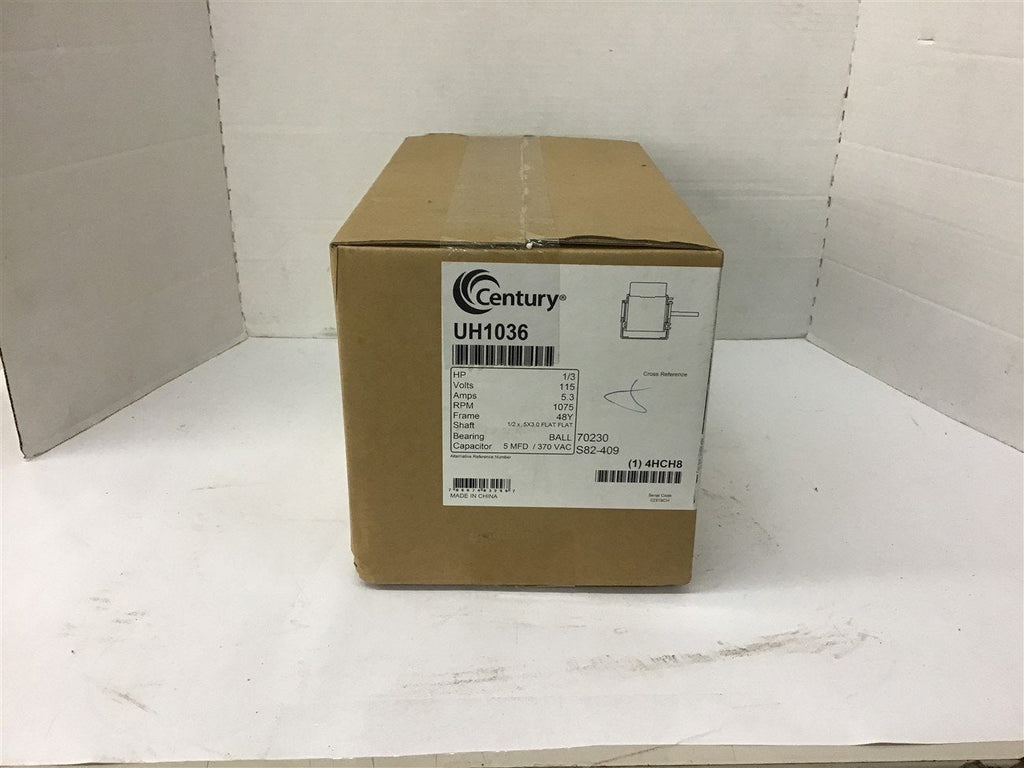 Century UH1036 1/3 Hp AC Motor 115 Volts 1075 Rpm 48Y Frame