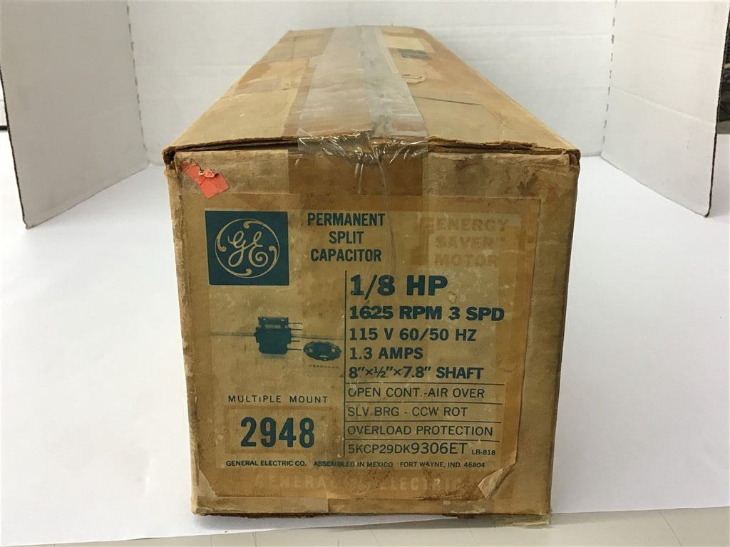 GE 5KCP29DK9306ET Fan motor 1/8 Hp 115 volts 1625 Rpm 3 Speed