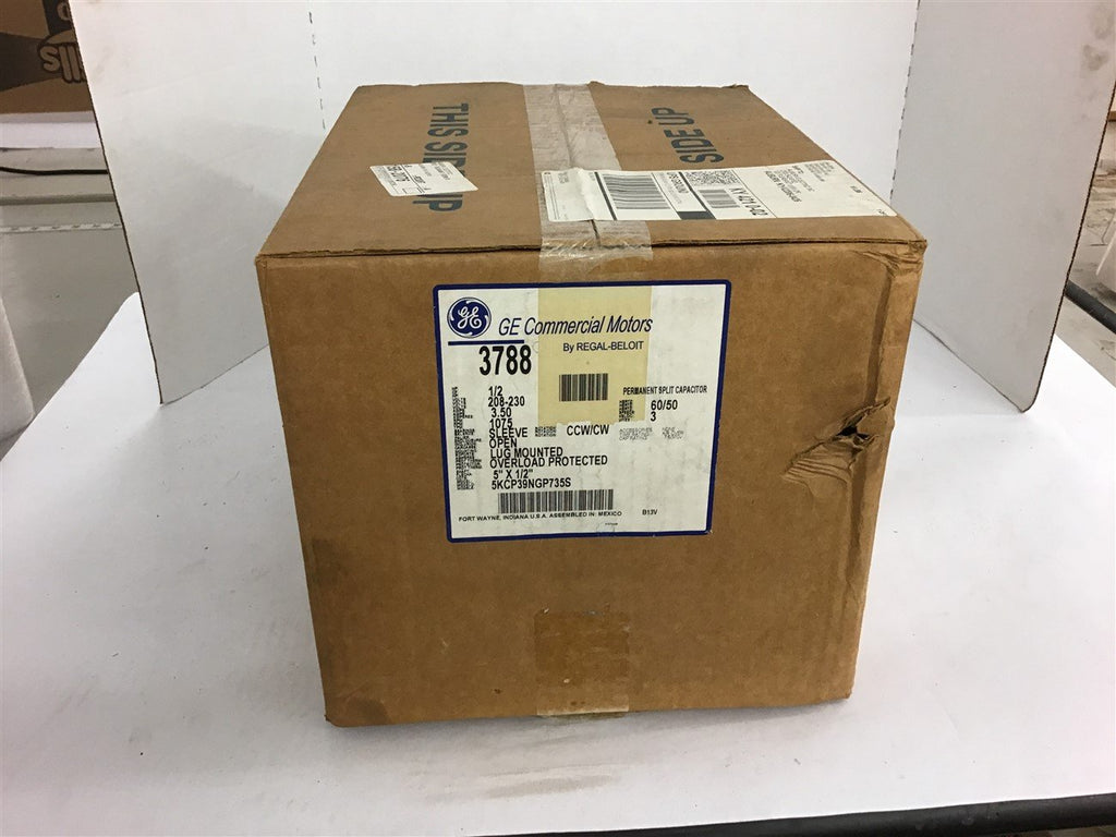 GE 5KCP39NGP735S 1/2 HP AC Motor 208-230 volts 1075 Rpm 3 Speed