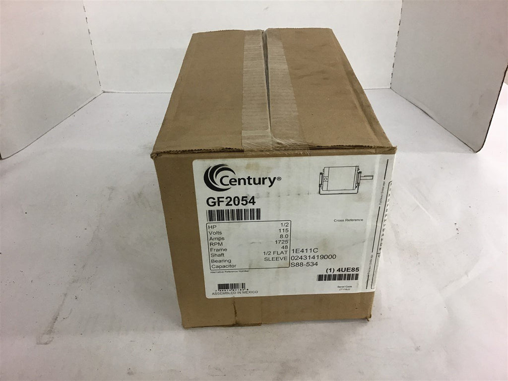 Century GF2054 1/2 HP AC Motor 115 Volts Single Phase 8.0 Amps